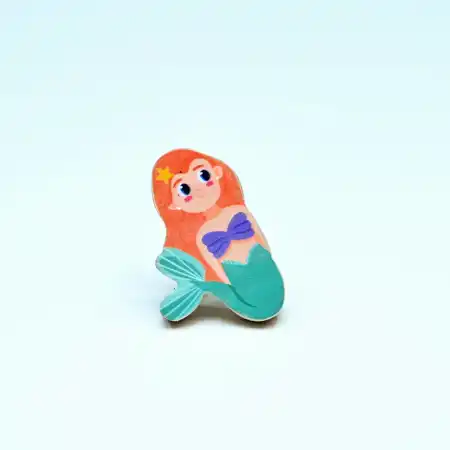 Handmade Pine Wood Mermaid Knob for Kids Furniture